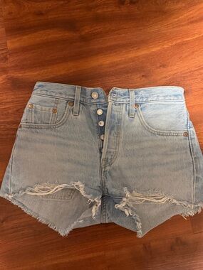 Levi’s Light Blue Distressed Denim Women’s Shorts
